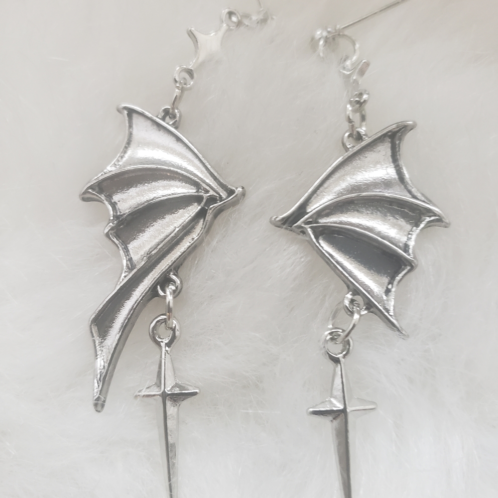 Silver Dragon Wing Dangle Earrings